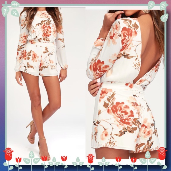 COPY - Flower Power Floral Print Backless Romper - Picture 1 of 1